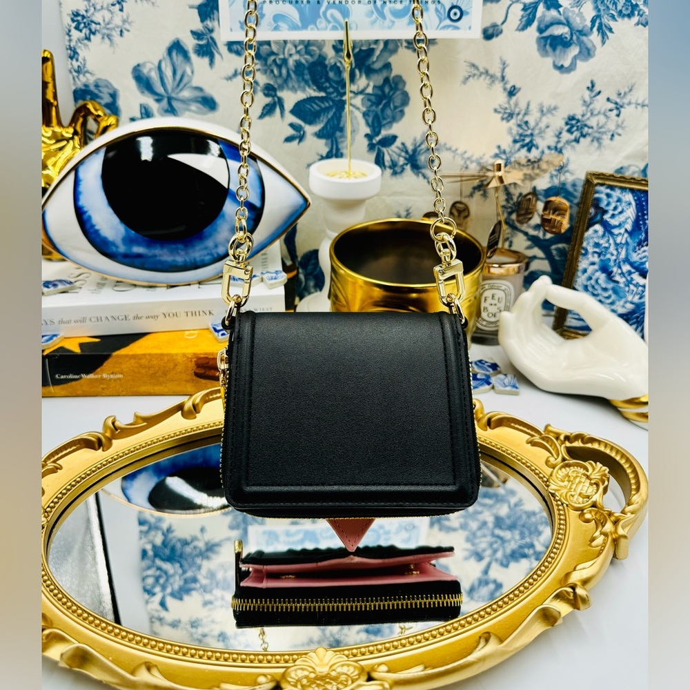 🆕 CHIARA FERRAGNI 🧿 BNIB Eyelike Motif Chain Linked Wallet - Black - WOC - Picture 6 of 16